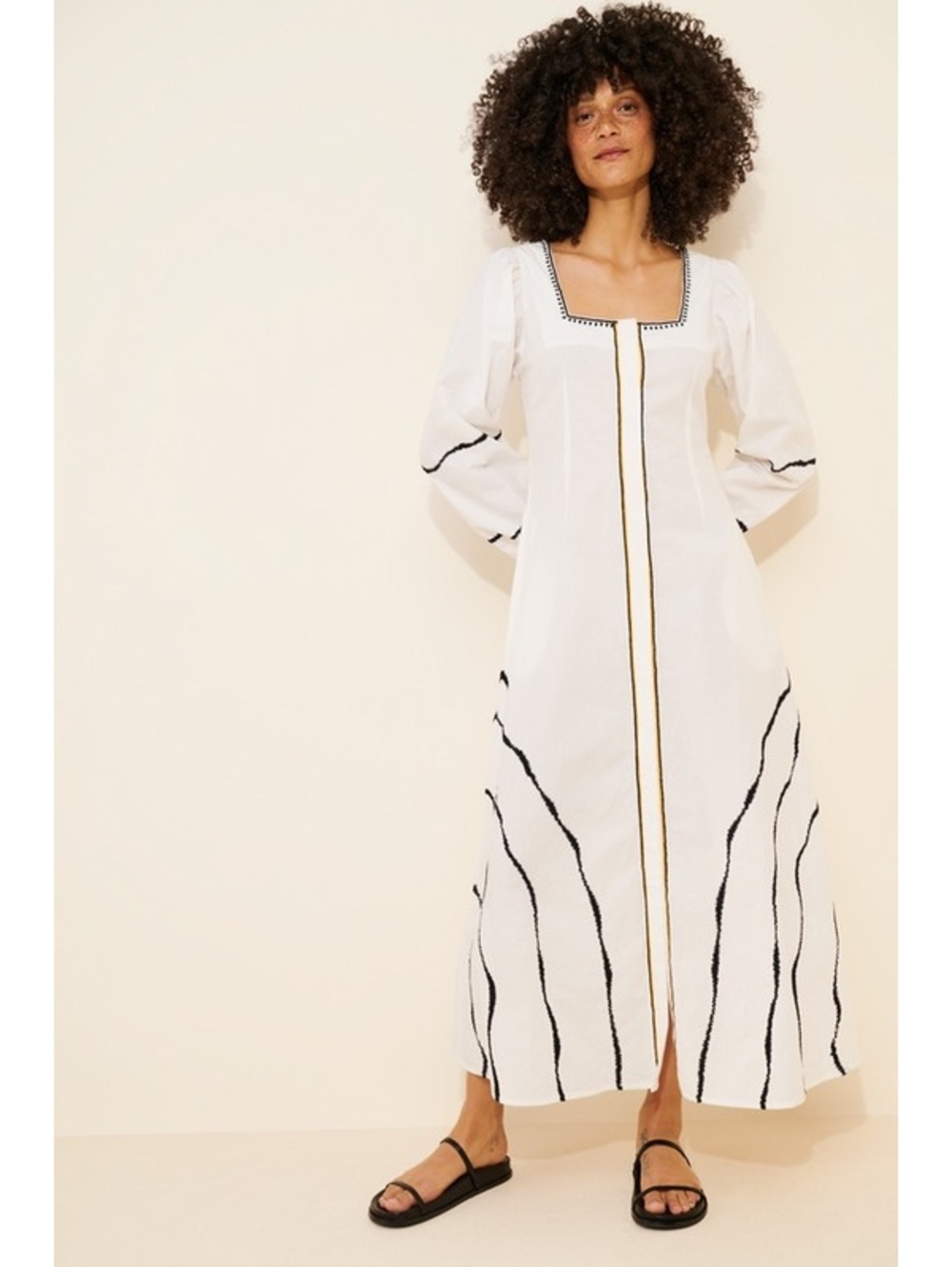 MADE IN STUDIO Anthropologie Pisano Long Sleeve Maxi Dress